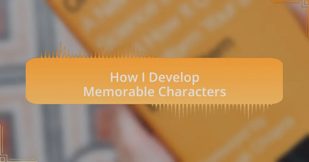 How I Develop Memorable Characters