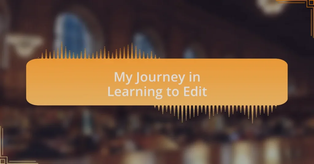 My Journey in Learning to Edit
