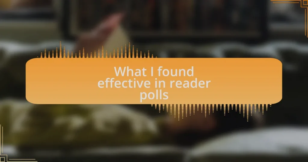 What I found effective in reader polls